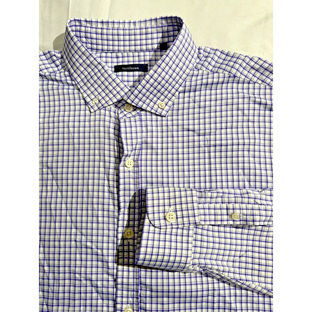TURTLESON‎ Mens Purple Plaid Long Sleeve Button Up Dress Shirt Size 2XL